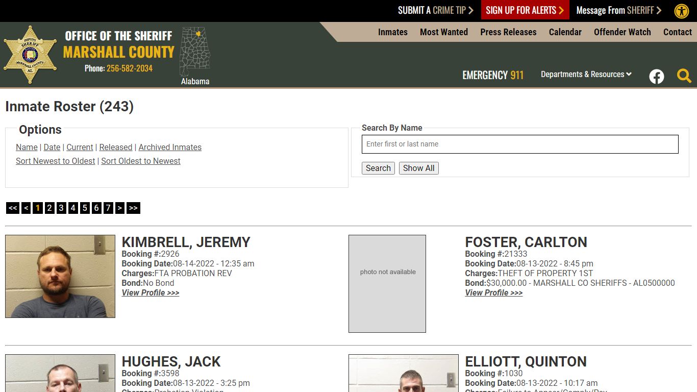 Inmate Roster - Marshall County Sheriff's Office