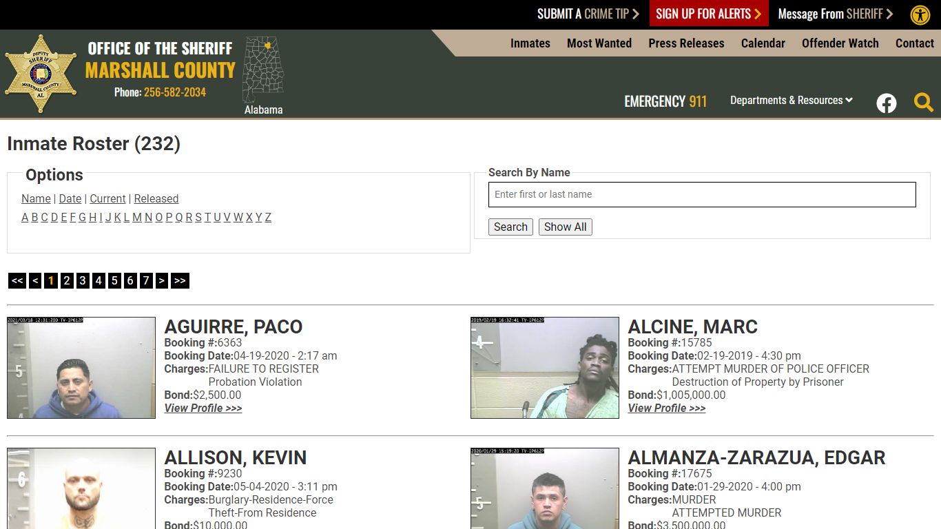 Inmate Roster - Current Inmates - Marshall County Sheriff ...